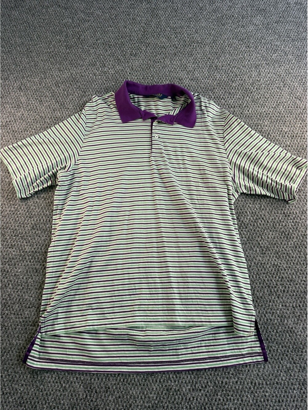 Polo Golf Ralph Lauren Men’s Large Purple Green Striped Polo Shirt Golf